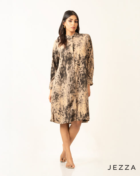 Polyester Button-Down Knee Top-Dress 71591